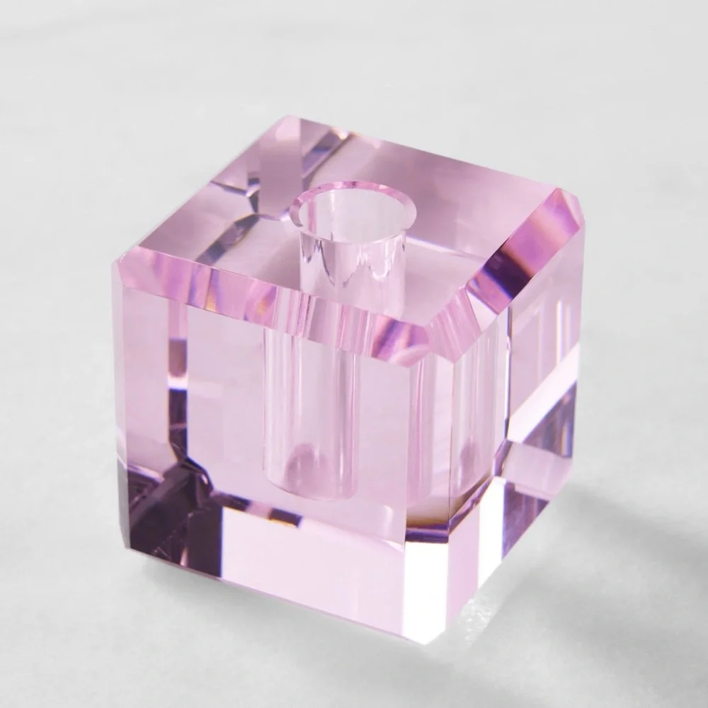 Williams Sonoma Pink Crystal Tiny Taper Candle Holders
